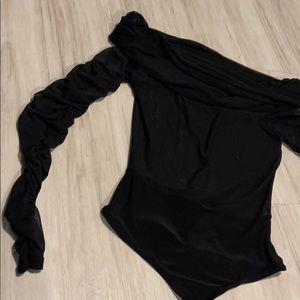 Black mesh body suit